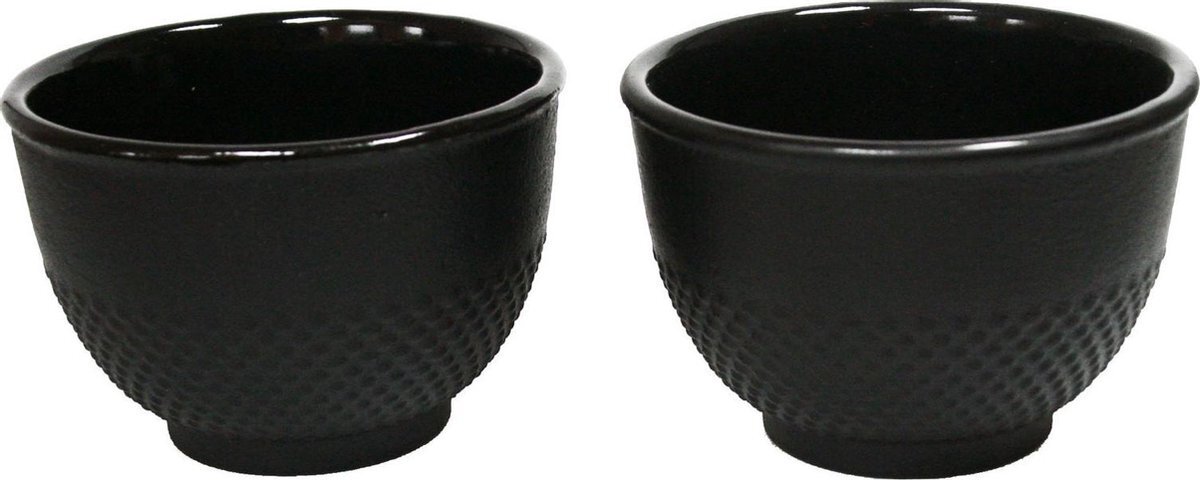 Cast Iron Gietijzeren Theekopjes - Zwart - 2 stuks - Rond - 100ml Per Kop