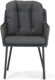 Santika Furniture Fasano/Gianna 240 cm dining tuinset 7-delig grijs-antraciet wicker 6 personen inclusief kussen