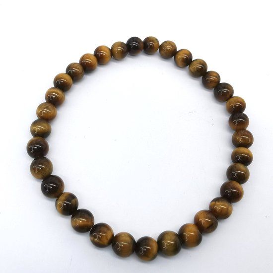 Lili 41 Gouden Tijgeroog Edelsteen Armband - 6mm Kralen - 18 cm - Unisex