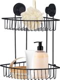 Concorde - Étagère de douche d'angle 2 niveaux - noir - H36 cm - métal
