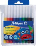 Pelikan 985663 Viltstift Fijn Zwart, Blauw, Bruin, Groen, Lichtblauw, Lichtgroen, Oranje, Rood, Violet, Geel