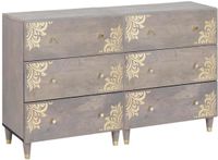 vidaXL Dressoir Massief Mango Hout Grijs 60 x 33 x 75 cm