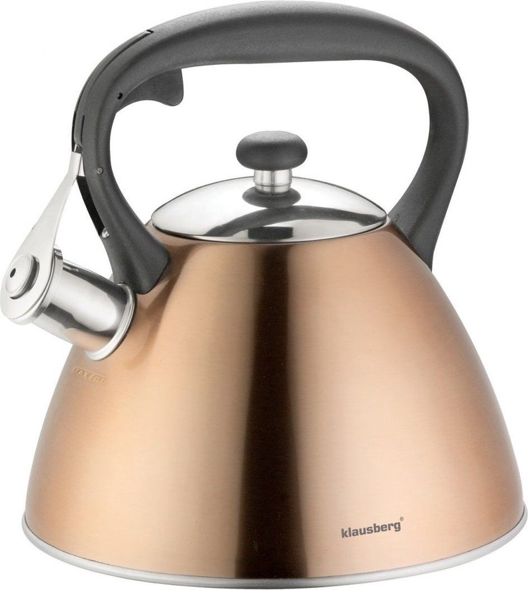 KLAUSBERG Top Choice - Fluitketel - 3L - RVS - Goudkleurig - Alle Warmtebronnen