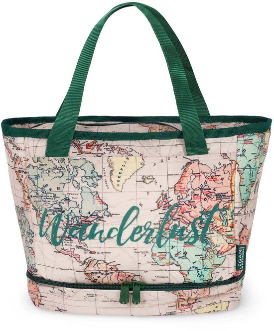Legami - Thermische lunchtas, warmte-isolerende lunchtas voor kantoor, werk, lunchtas met grote inhoud van 10,8 liter, verstelbare schouderband, schoudertas, reismotief, 33 x 22 x 15 cm