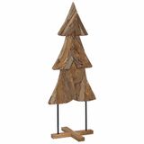 vidaXL Sapin de Noël avec support Marron 151 cm Teck massif