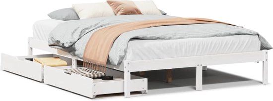 vidaXL Bedframe zonder matras massief grenenhout wit 120x200 cm