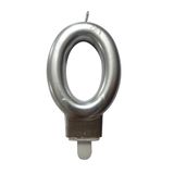 Homéa Birthday Candle Number 0 Silver Colored with Plastic Holder 7.5 cm