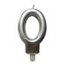Homéa Birthday Candle Number 0 Silver Colored with Plastic Holder 7.5 cm