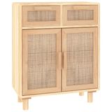 vidaXL Dressoir, bruin, 60x30x75 cm, massief grenenhout en natuurlijk riet