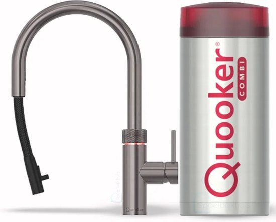 Quooker flex kokendwaterkraan - draaibare & uittrekbare uitloop - Combi+ reservoir - Warm / kokend water - Gun metal 22+XGME