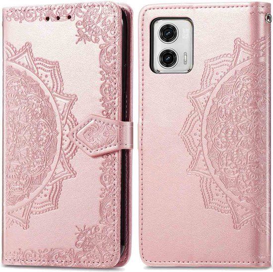 iMoshion Hoesje Motorola Moto G73 - Book Case - Rose goud - Met pasjeshouder