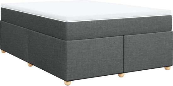 vidaXL Boxspring met matras stof donkergrijs 140x200 cm