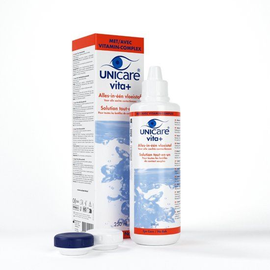 Unicare Vita+ - Alles-in-één Lenzenvloeistof - 250 ml - Voor zachte contactlenzen