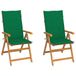 VidaXL Tuinstoel Teak Groen Gecapitonneerde Zitting 2 Stuks