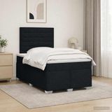 vidaXL Boxspringbed met matras met hoofdeinde Zwart 120 x 190 cm Stof
