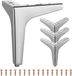 Markenlos Holland Connections 4-delige metalen meubelpoten/bankpoten - Moderne driehoekige metalen meubelpoten - Vervangende doe-het-zelf poten voor kast/bank/stoel - Zilver - 15 cm (6 inch)
