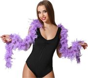 Atosa Carnaval verkleed boa met veren - paars - 180 cm