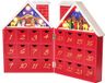 BRUBAKER Herbruikbare Houten Adventskalender om zelf te vullen - Rood Kersthuis met Kerstspel en LED-verlichting - Doe-het-zelf-kalender 21 x 9 x 30 cm