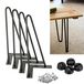 Pieds de meuble - Pieds épingle - 30 cm - Métal - 2 supports, 10 mm - Embouts de protection et vis - Set de 4 - Noir