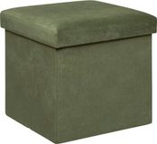 Atmosphera Poef/krukje/hocker Amber - Opvouwbare zit opslag box - fluweel Dennengroen - D38 x H38 cm