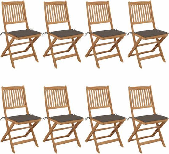 vidaXL Tuinstoelen 8 stuks inclusief kussens massief acaciahout
