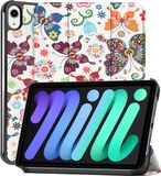BTH - Hoesje - Geschikt voor Apple iPad Mini 7 (2024) - 8.3 inch - 7e Generatie - Dun & Stevig - Hardcover Book Case - Trifold Bookcase Hoes - Hard Cover - Tablethoes - Vlinders