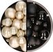 Decoris Kerstversiering kunststof kerstballen kleuren mix zwart/champagne 6-8-10 cm pakket van 44x stuks