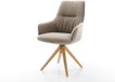 DELIFE Eetkamerstoel Zelia-Flex met armleuning houten frame hoekig natuur bouclé mud 360° draaibaar pocketveer kern