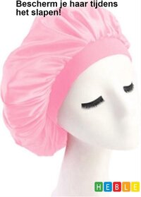 Roze Satijnen Slaapmuts voor Dames - Haarbescherming - Heble®