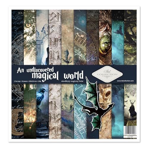 ITD Collection Scrapbooking-pakket, scrapbooking papier, decoratief papier, decoupage, kaarten maken, papierformaat - 310 x 320 mm (An undiscovered magical world -SLS-023)