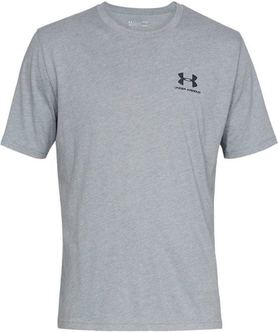 Under Armour Sportstyle Left Chest Logo SS Sportshirt Heren - Steel Light Heather - Maat M - Grijs