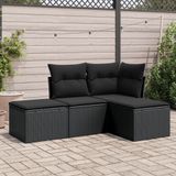 Maison Exclusive - Ensemble de meubles de jardin 4 pièces avec canapé et coussins, noir, en polyrotin