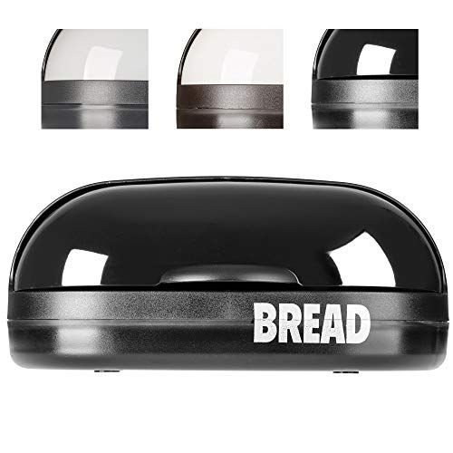 KADAX Ruime broodtrommel van kunststof, 37 x 20 x 16 cm, moderne broodtrommel met roldeksel, langere versheid van het brood, broodtrommel met voorklep, broodtrommel (zwart)