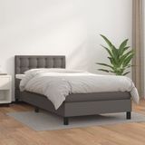 vidaXL Boxspringbed met matras, kunstleer, grijs, 100x200 cm
