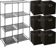 5five Kastmandjes / opberg manden - zwart - 6x stuks - 29L - Metalen rekje 68 x 98 cm