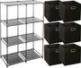5five Kastmandjes / opberg manden - zwart - 6x stuks - 29L - Metalen rekje 68 x 98 cm