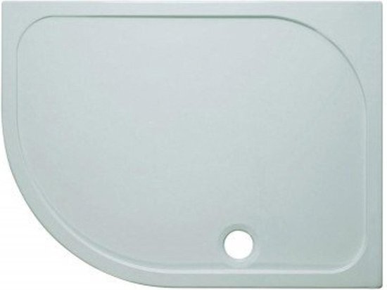 Crosswater Shower Tray douchebak 80x120x4.5cm links inclusief 90mm afvoer 55 radius met antikalkbehandeling polybeton wit