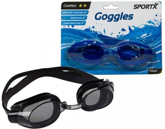 SportX Blauwe zwembril met latex hoofdband