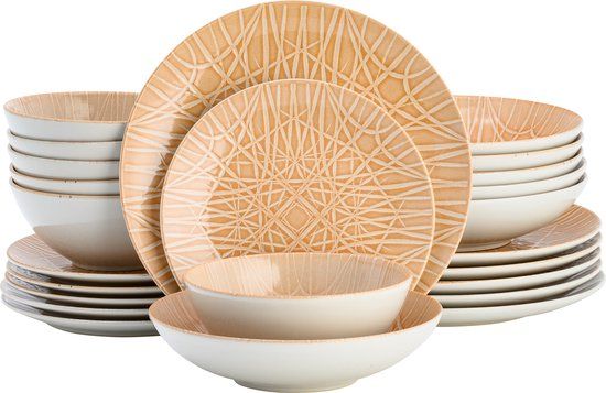 Lite-Body Hermes Serviesset - 6 Personen - 24 Delig - Bamboo Peach - Porselein