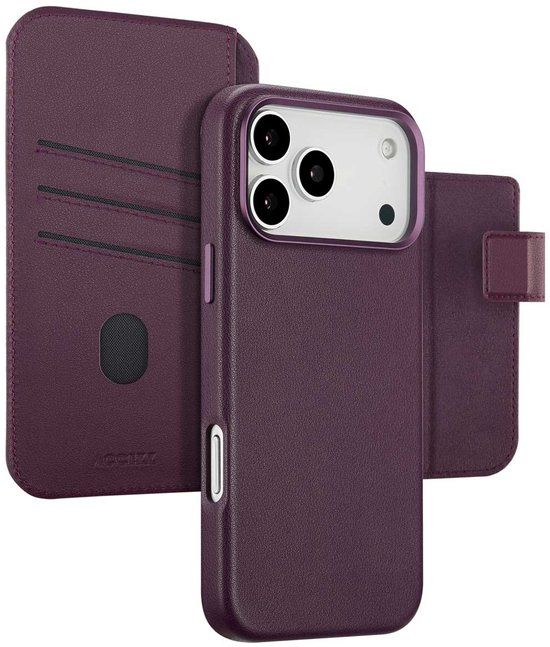 Accezz Leather Bookcase 2-in-1 met MagSafe voor de Apple iPhone 17 Pro Max - Heath Purple