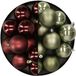 Merkloos / Sans marque Kaemingk B.V. Kunststof kerstballen 6 cm - 24 stuks - Mahonie bruin / Donkergroen