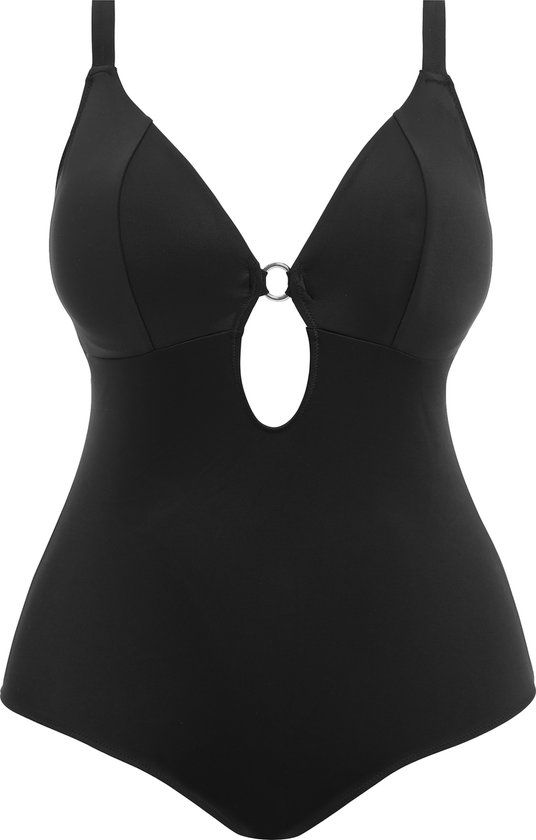 Elomi Plain Sailing Non Wired Plunge Swimsuit Dames Badpak - Maat 90K (EU) - Zwart