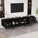 FloraGrace Meuble TV - Moderne avec 2 portes et 2 tiroirs - Rangement pour salon et mur TV - Panneau de particules verre noir - 200x40x50,5 cm