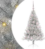 vidaXL - Kunststof - Voorverlichte - Kerstboom - met - 150 - LED - Zilver - 120 - cm - PET