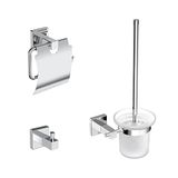 EMKE Handdoekenset voor badkamer, 3 stuks, roestvrij staal, badkameraccessoires, zelfklevend, wandmontage, badkameraccessoireset, handdoekhaak, wc-borstel en toiletpapierhouder met decoratief chroom