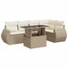 vidaXL 6-delige Loungeset met Kussens, Poly Rattan, Beige