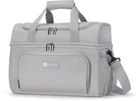 Packaway Sac isotherme 30L - Sac à lunch - Incluant 4 blocs réfrigérants - Double compartiment - Isolée 4 couches - hydrofuge - Gris moderne