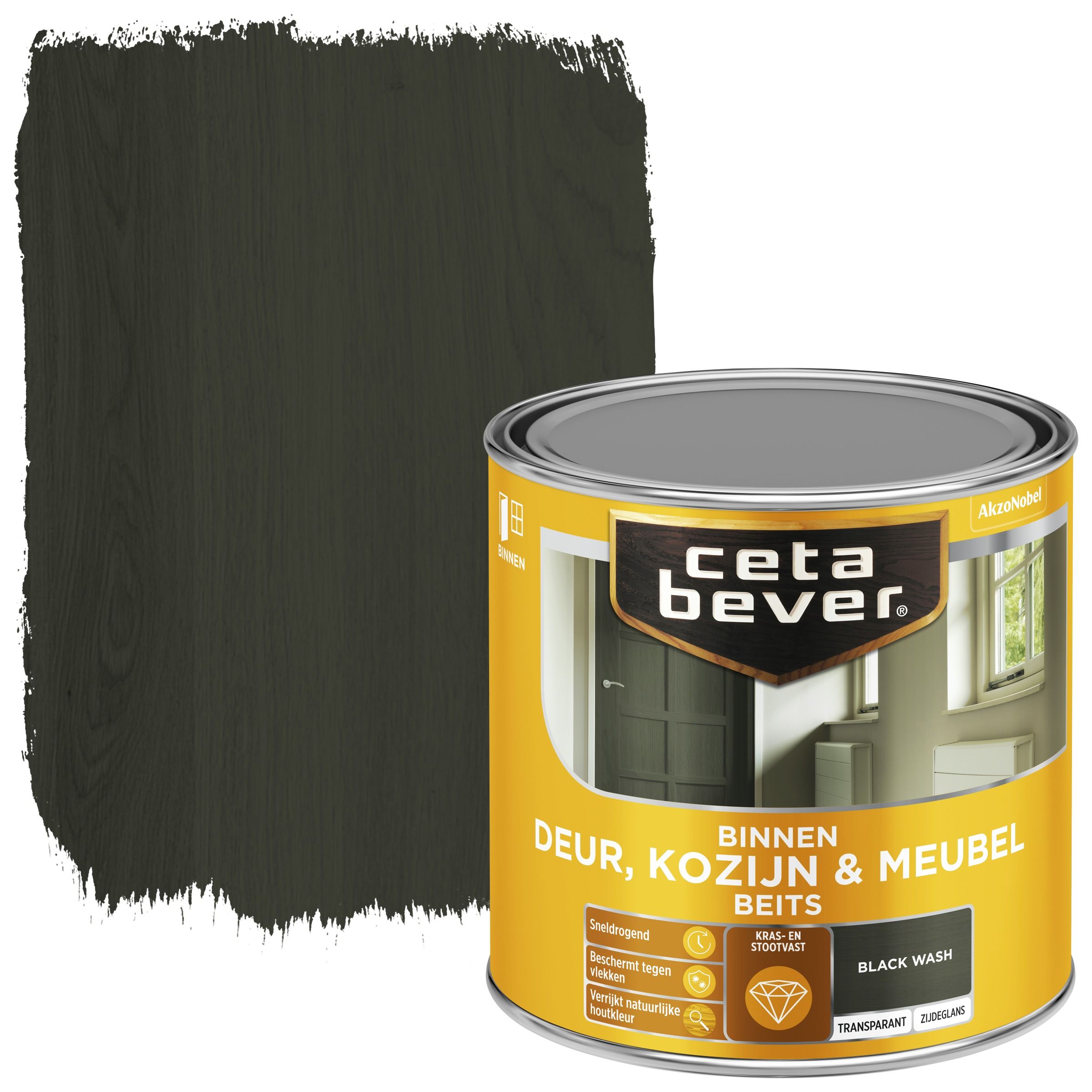 Cetabever Deur, Kozijn & Meubelbeits Transparant Black Wash Zijdeglans 250 ml