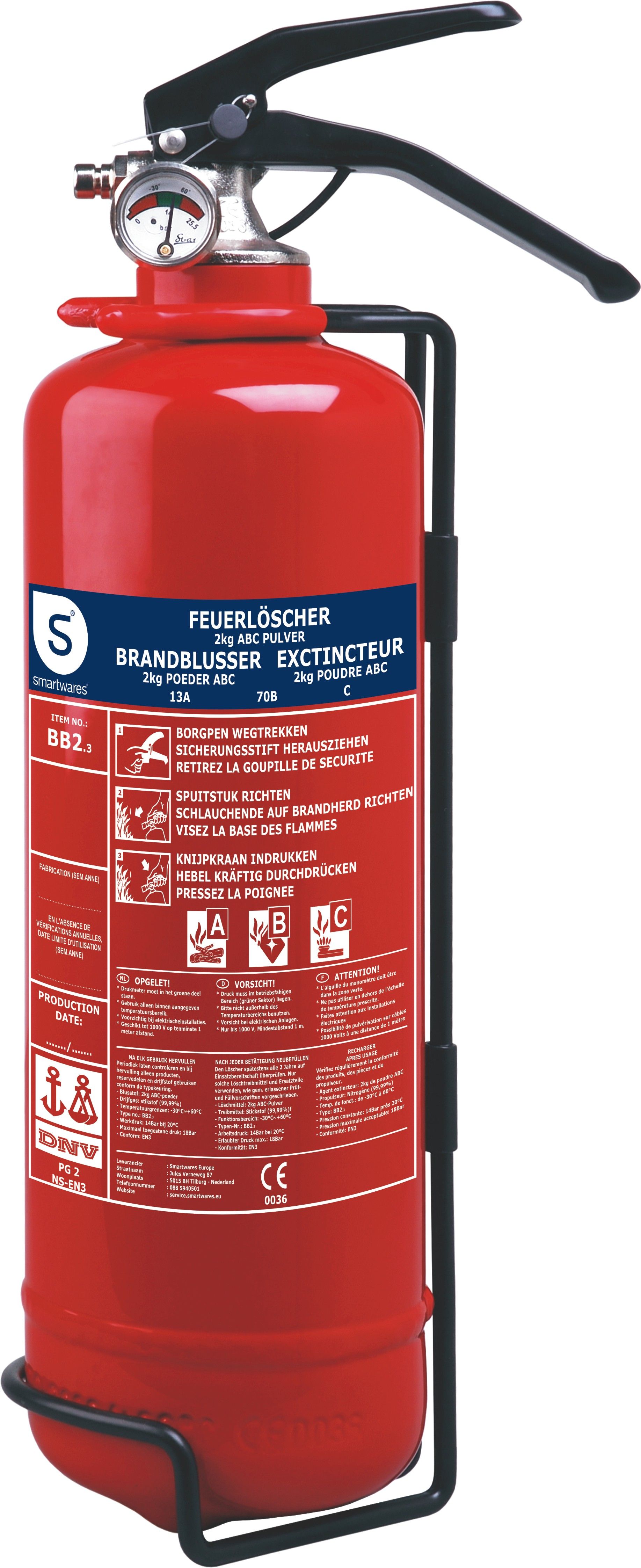 Smartwares BB2 Brandblusser - Rood