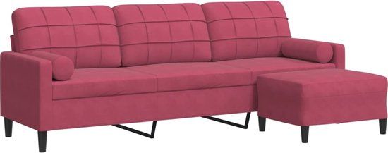 vidaXL Driezitsbank met voetenbank 210 cm fluweel wijnrood